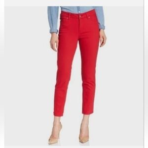 NYDJ "Tummy Tuck" Cropped Poppy Red Kendall Jeans Like New Size 8